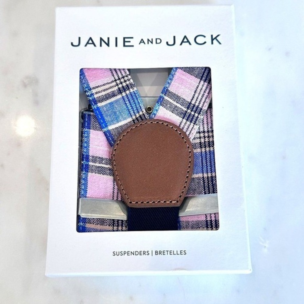 Janie and Jack Baby Boy Plaid Pastel Easter Spring Summer Suspenders Size 12-24